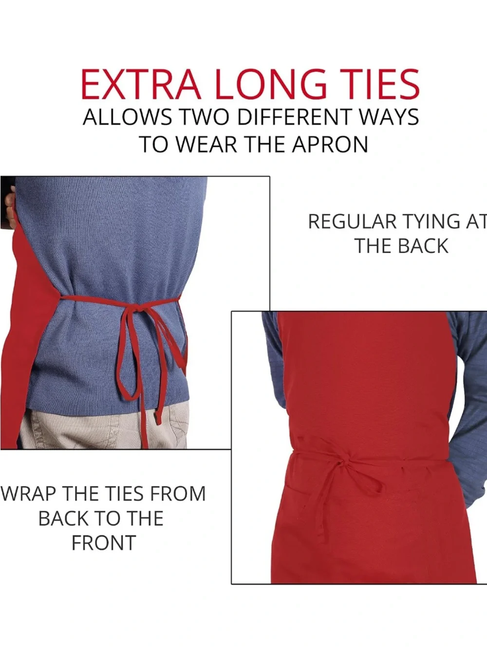 Unisex Red Bib Apron - Adjustable Kitchen Apron
